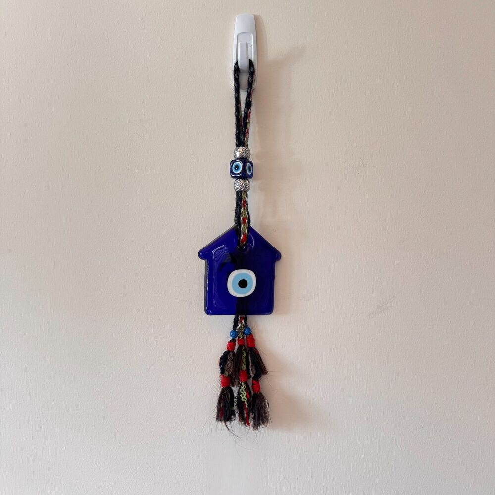 Turkish Evil Eye Wall Hanging Decor Blue Glass
